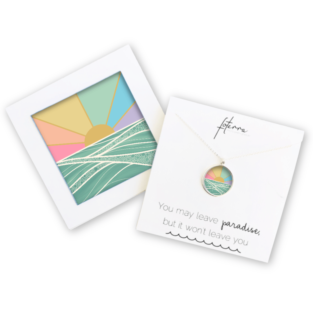 Bethany Strickland Art Necklace with Hawaiian Sunrise Painting
