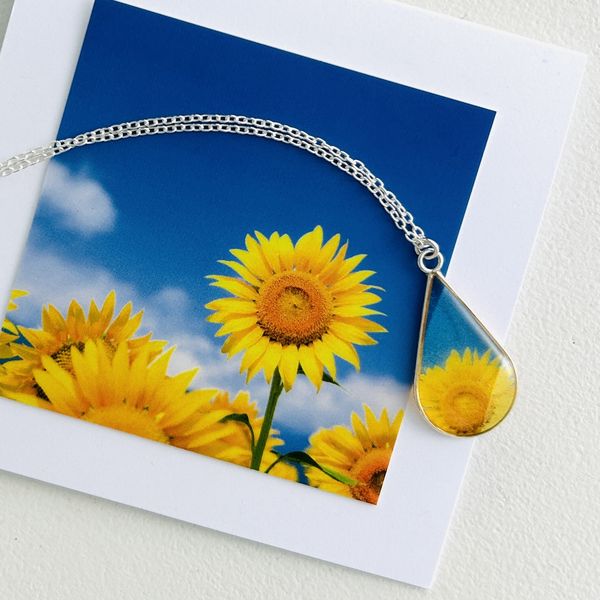 Sunflower Teardrop Necklace - Sale