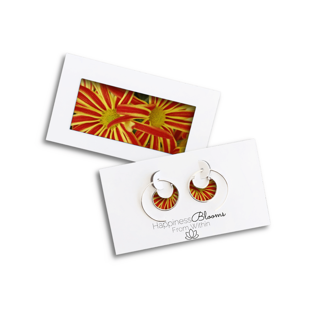 Red Chrysanthemum Floral Earrings by Alisha Ard