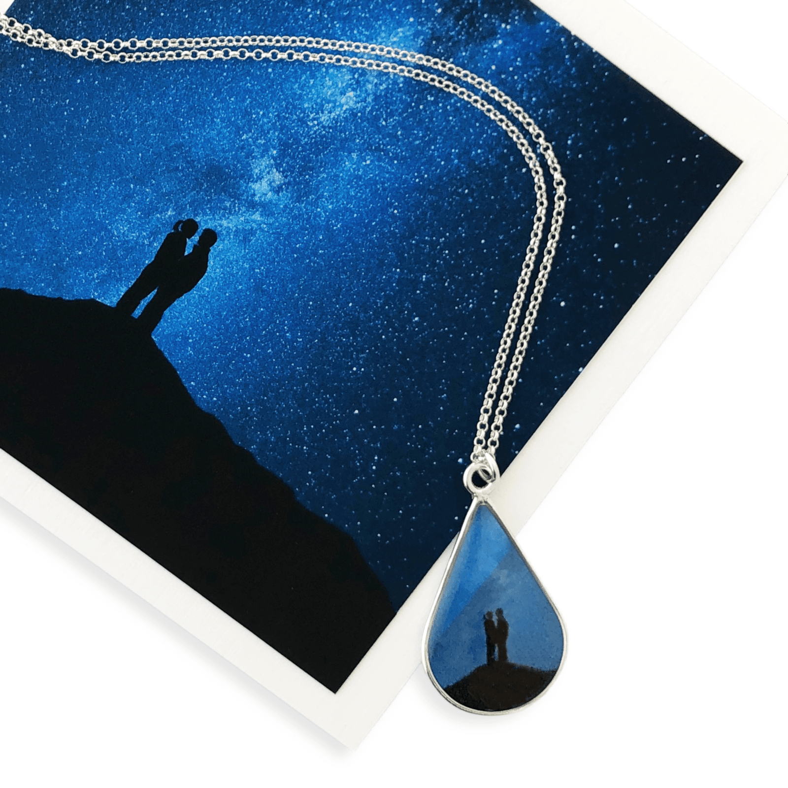 Custom Photo Teardrop Necklace in Sterling Silver