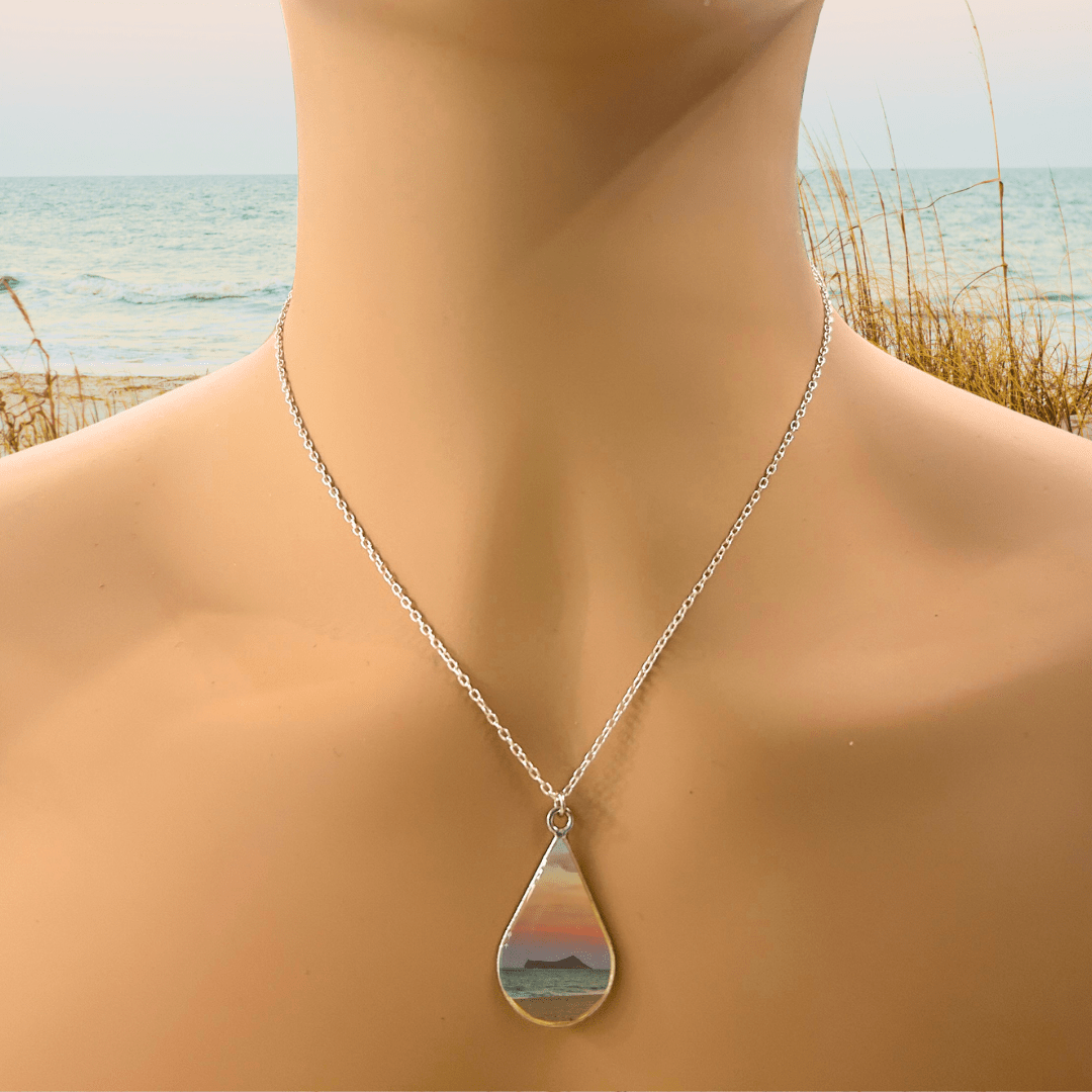 Hawaiian Sunset Necklace featuring rabbit island oahu