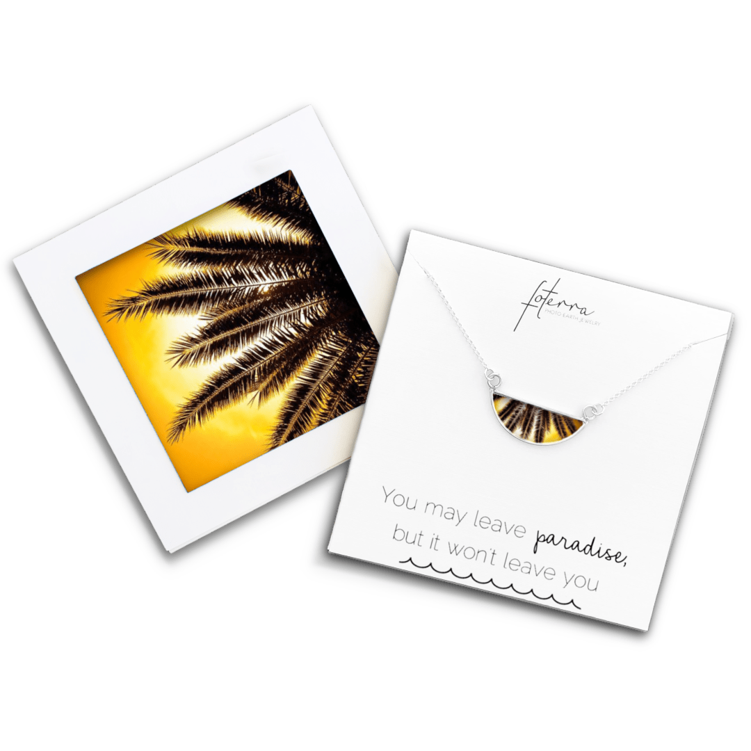 Palm Tree Sunset Necklace by Allie Richards