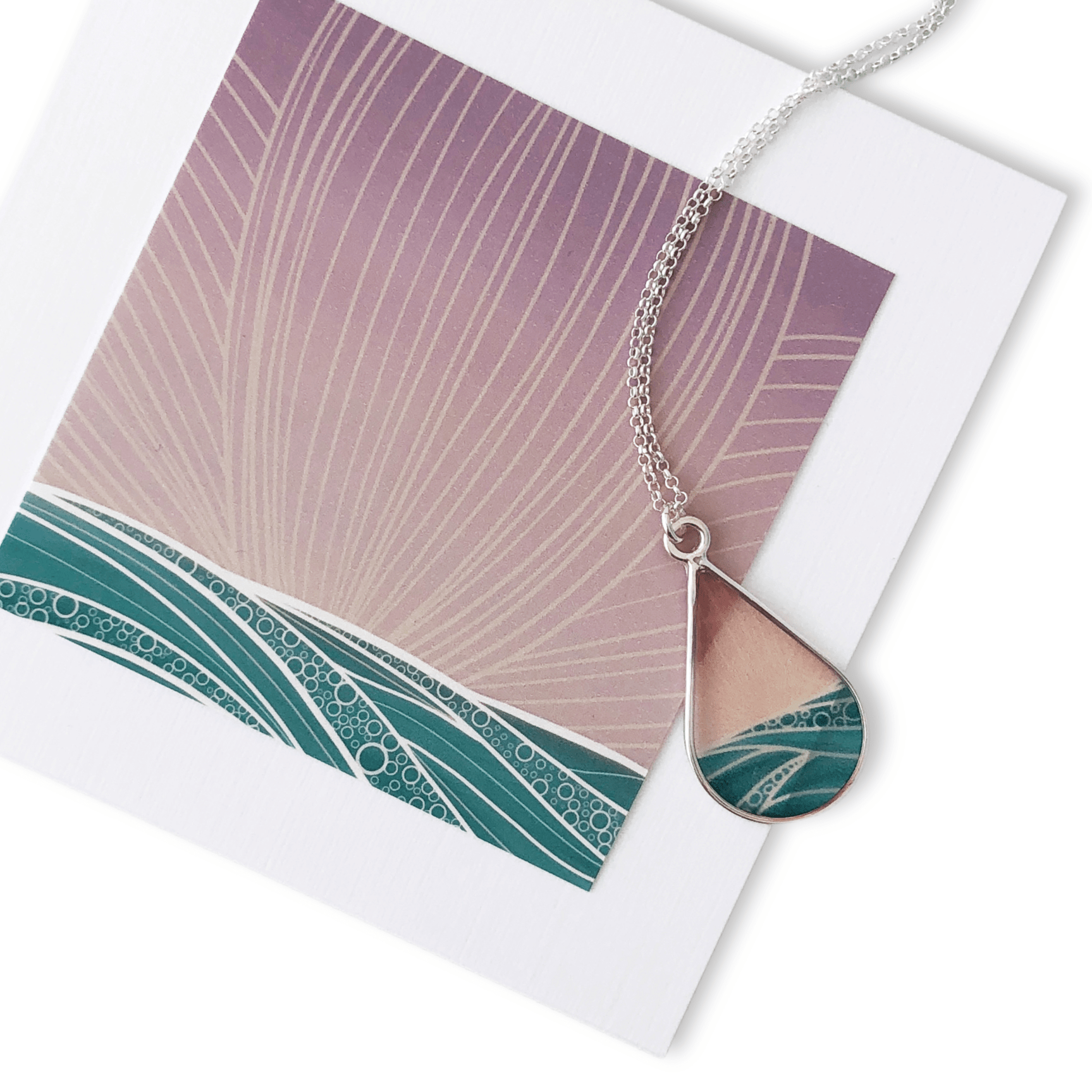 Bethany Strickland Art Necklace with Hawaiian Sunset Painting