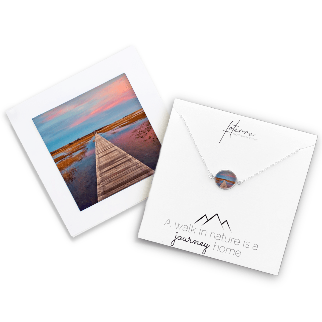 Massachusetts Wetlands Sunset Necklace by Betty Wiley