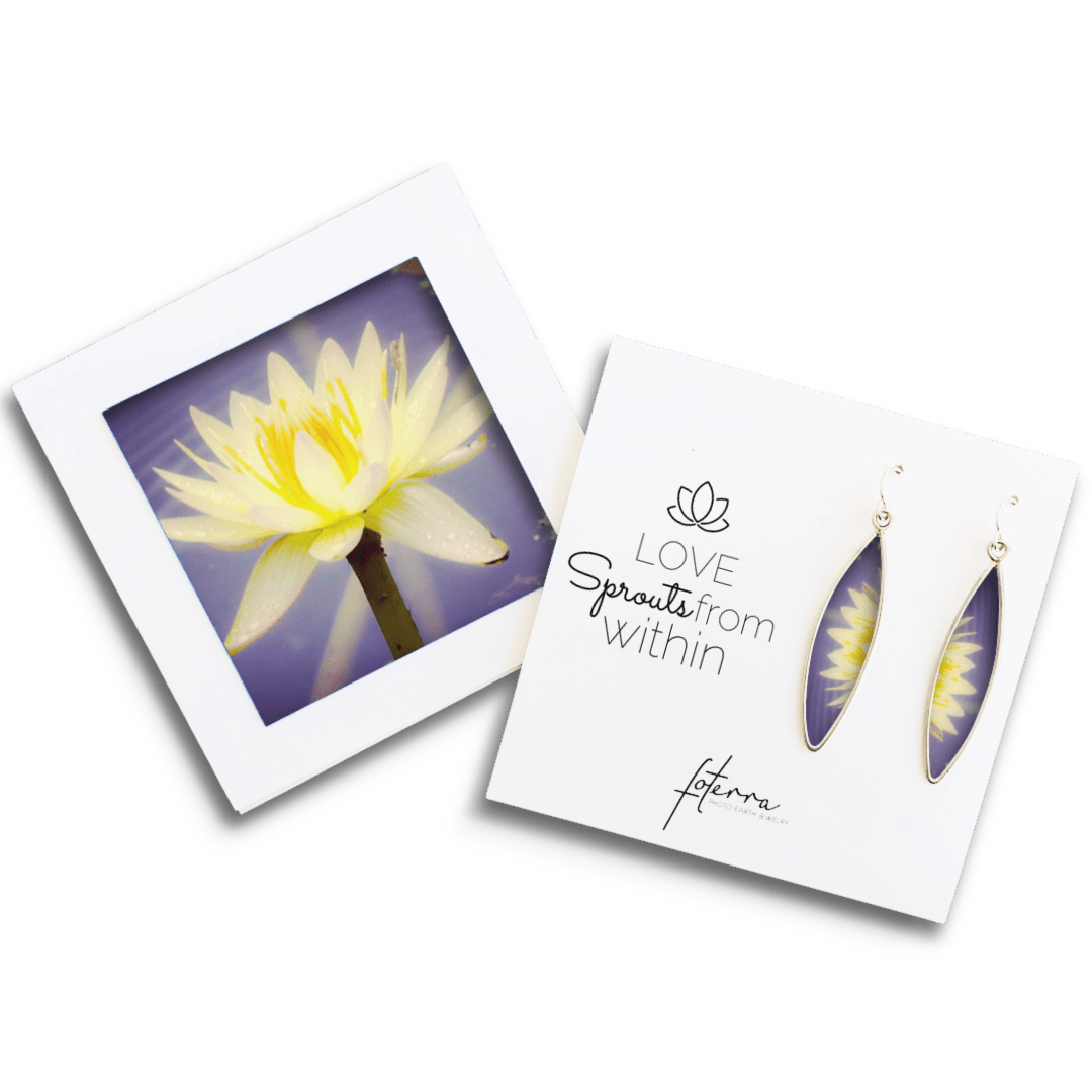 Water Lily Floral Earrings by Bev Conte
