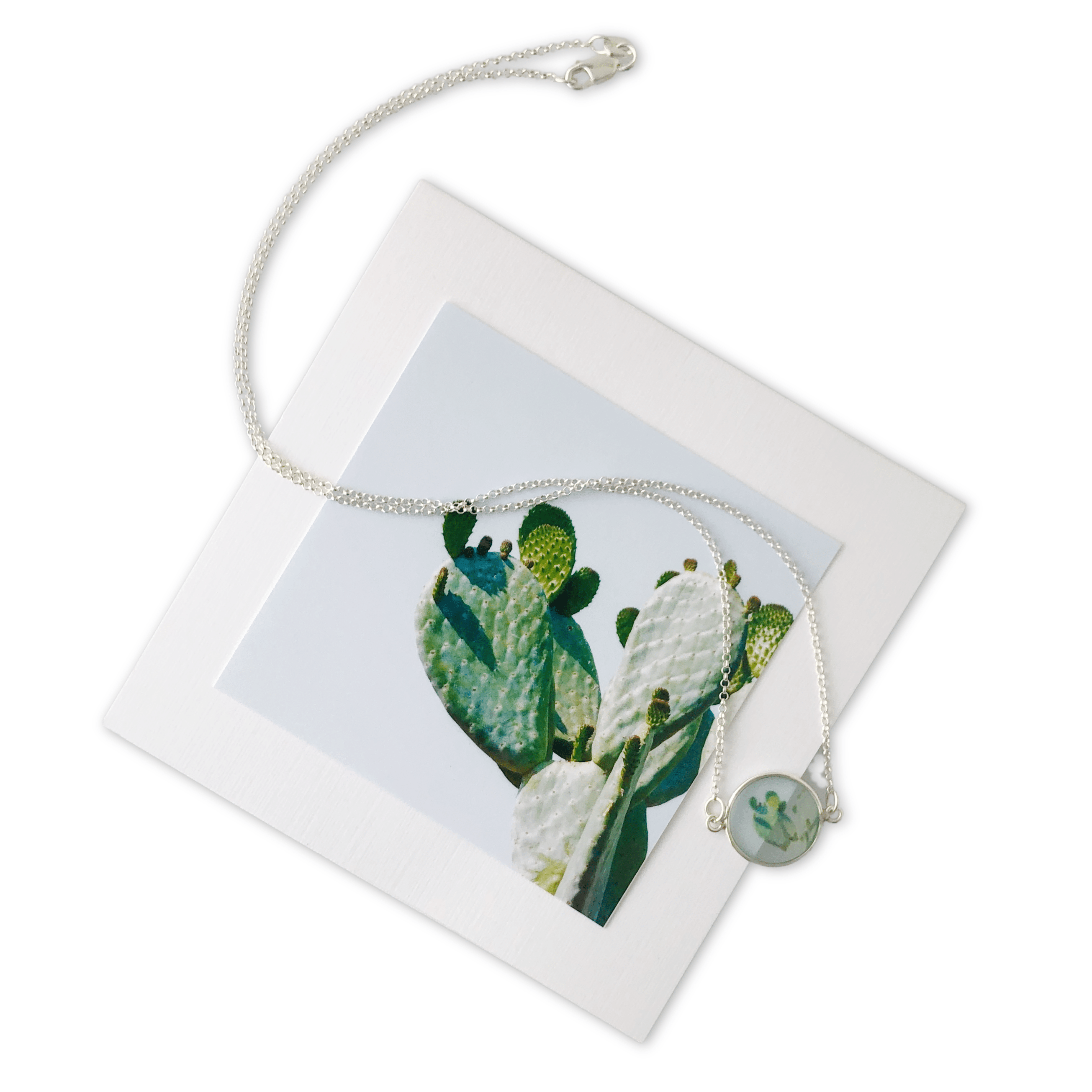 Full Bloom Cactus Small Circle Necklace Foterra Jewelry