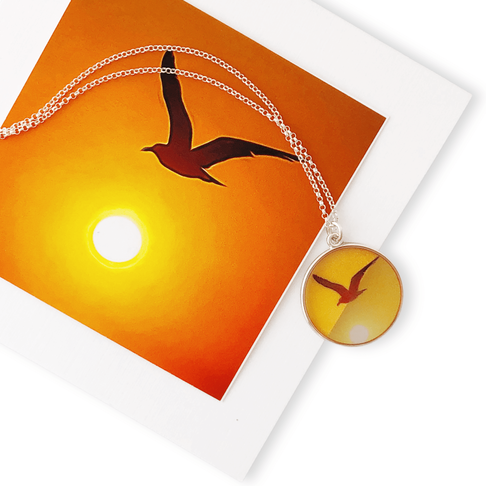 Sea Gull Sunset Necklace by Doug Salvatoriello
