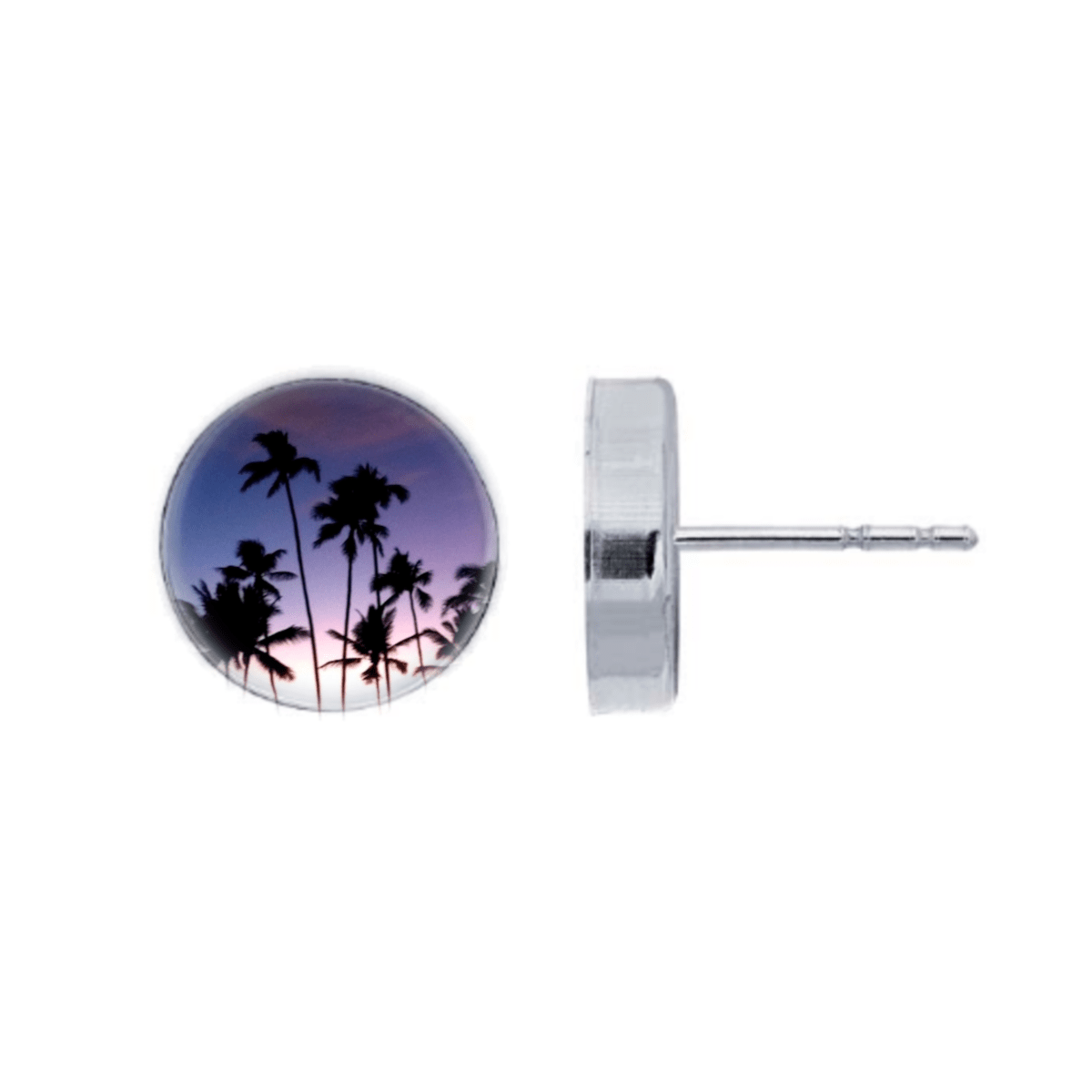 Palm Tree Sunset Post Earrings by Foterra Jewelry