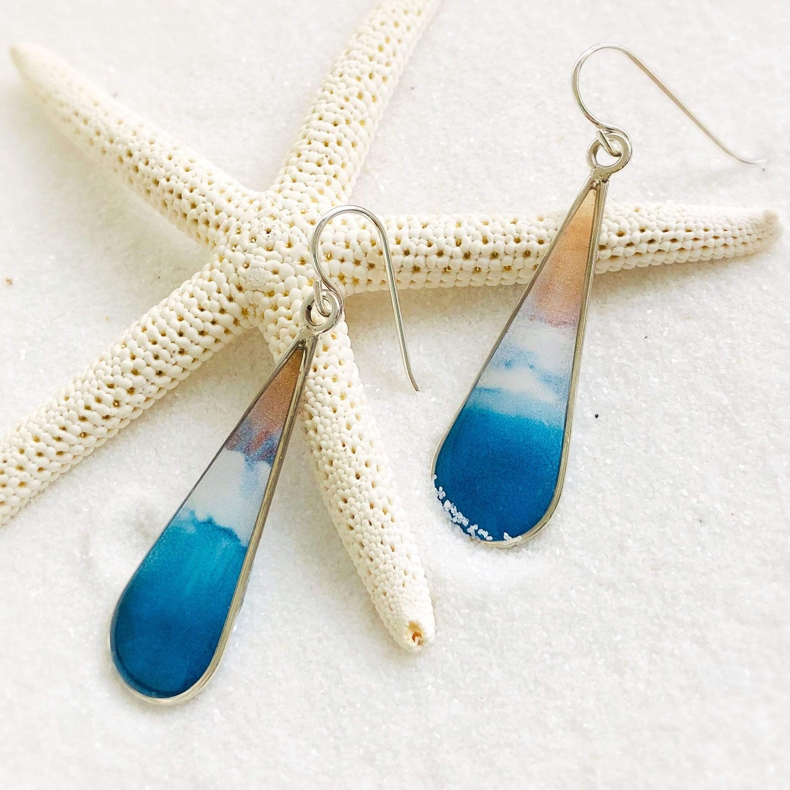 Salty Blue Ocean Earrings by Frank Silva