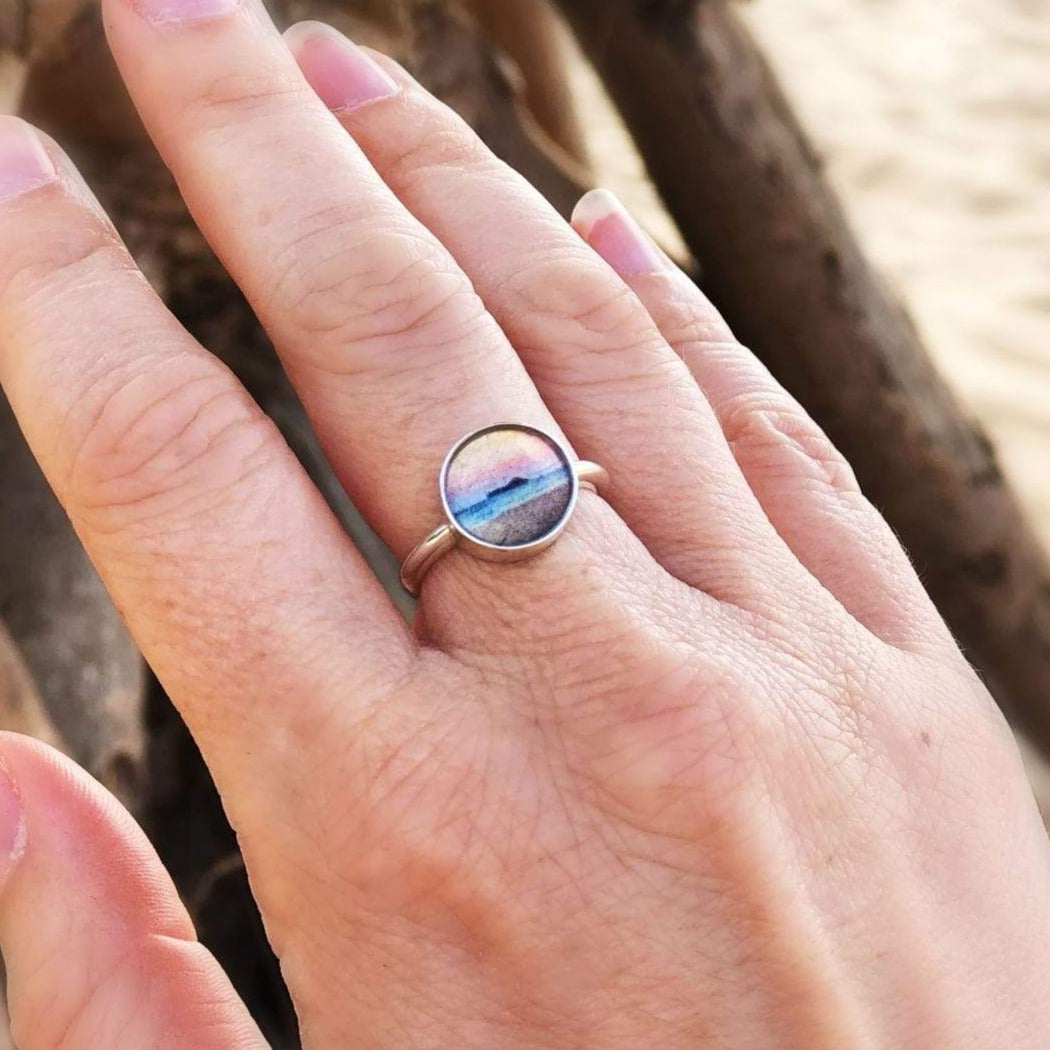 Hawaiian Sunset Ring featuring Rabbit Island, Oahu