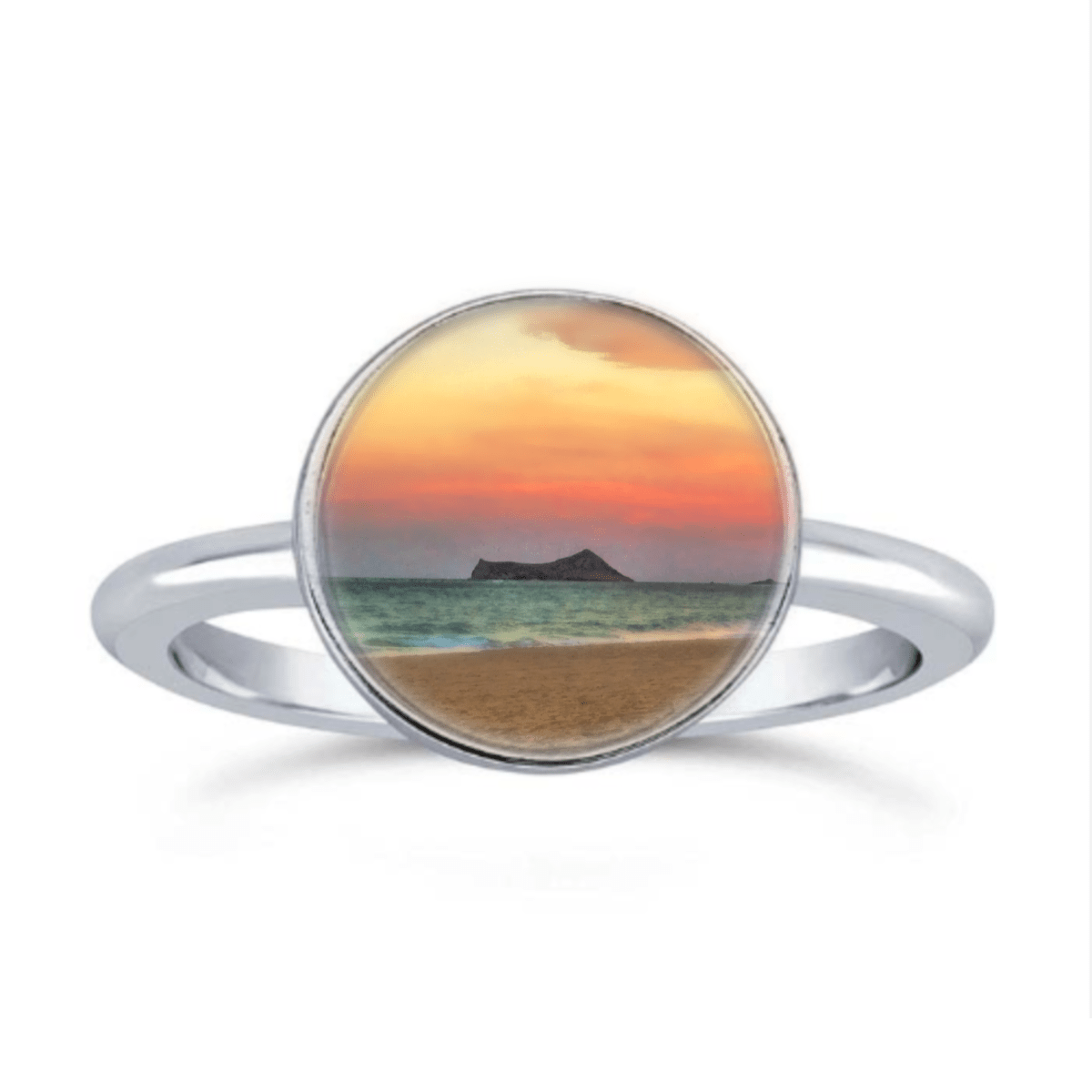 Hawaiian Sunset Ring featuring Rabbit Island, Oahu