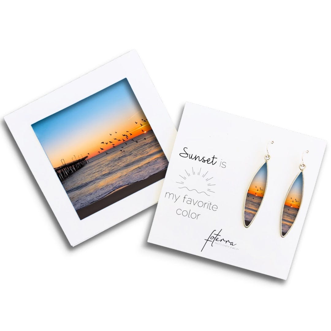 Sea Bird Ocean Sunset Earrings by Roxanne Collins