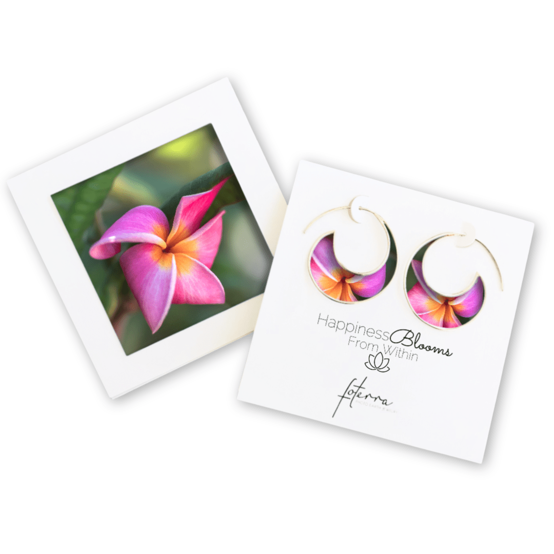 Plumeria Tropical Floral Earrings by Hanna Tornyai