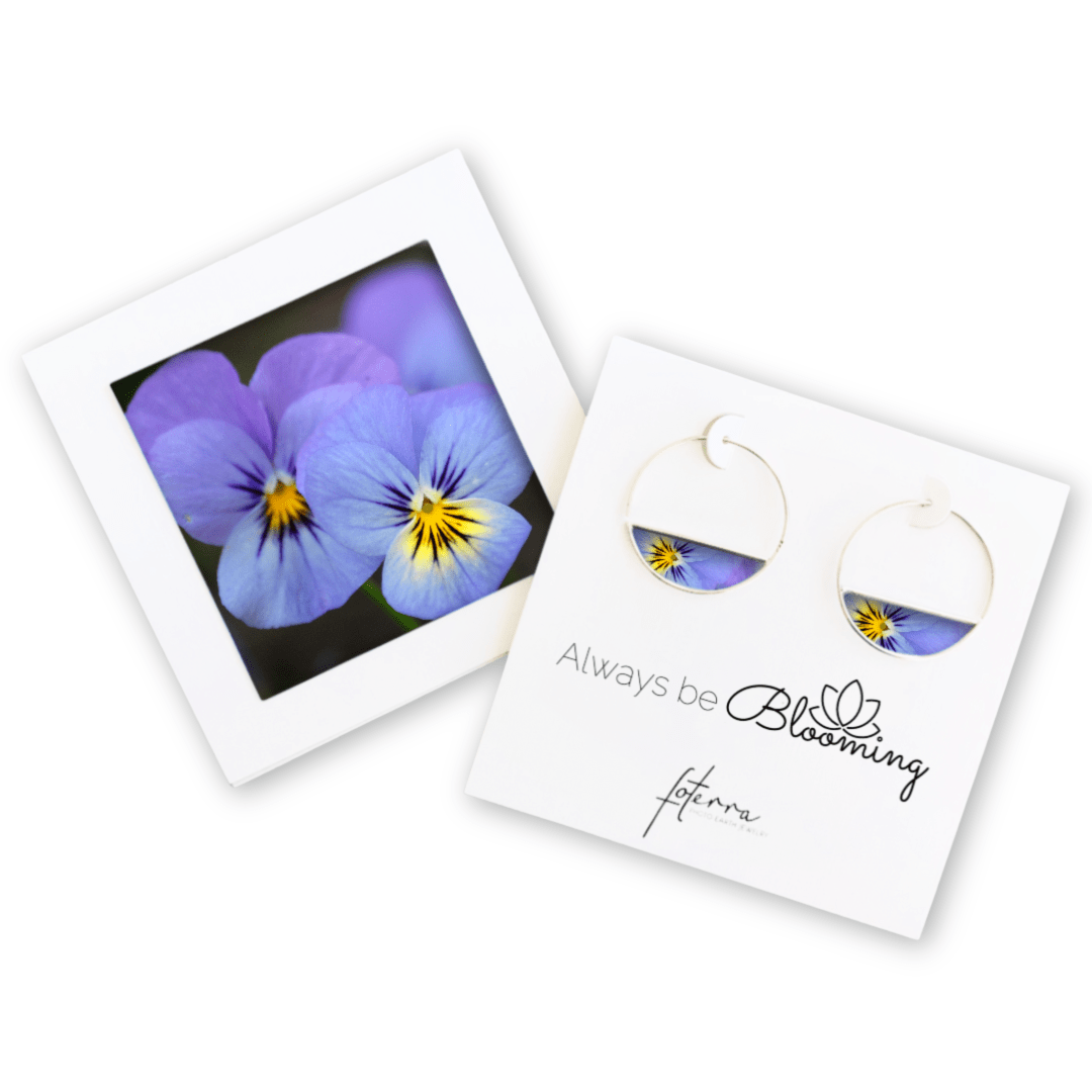 Violet Pansy Floral Earrings by Jan Murray