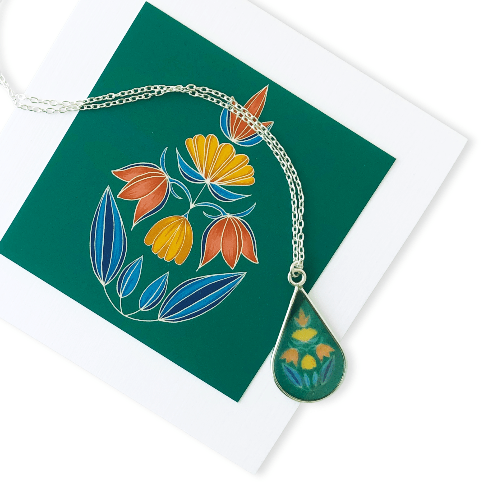 Illustrated Flower Garden Necklace by Jen Fox