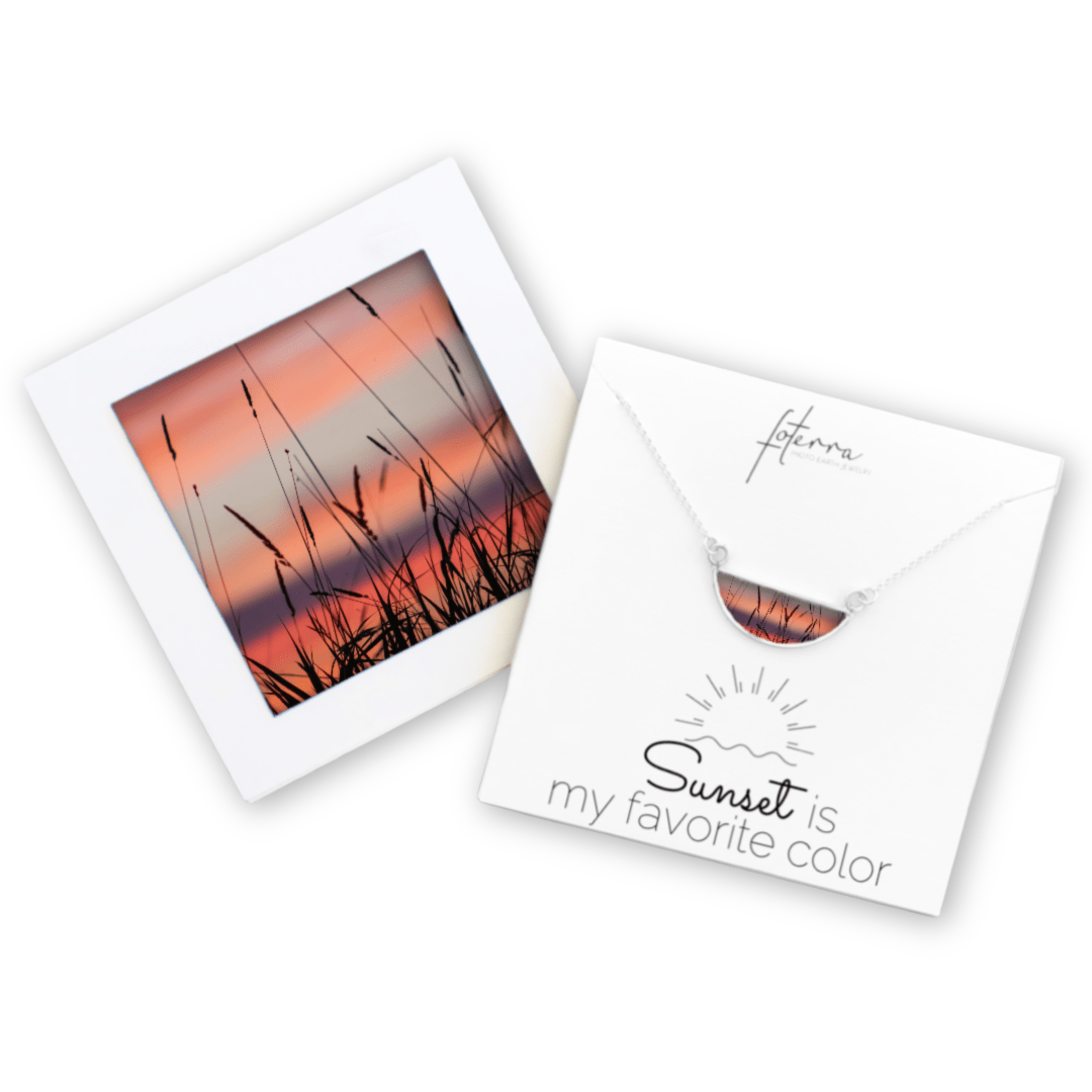 Wetland Cattail Sunset Necklace by Jen Ritterman