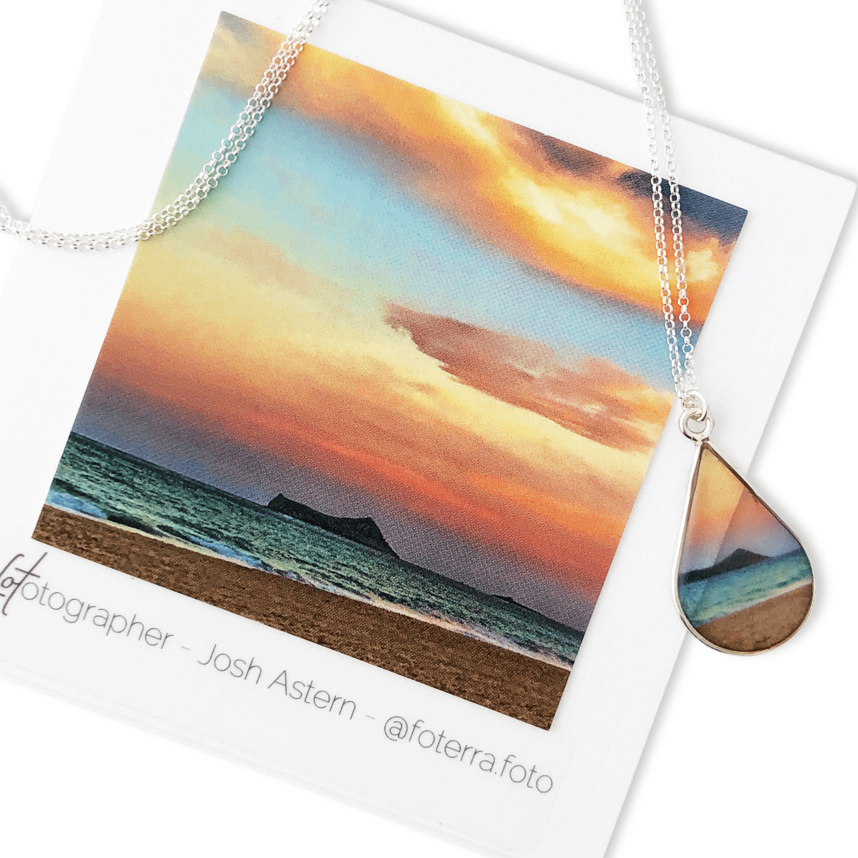 Hawaiian Sunset Necklace featuring rabbit island oahu