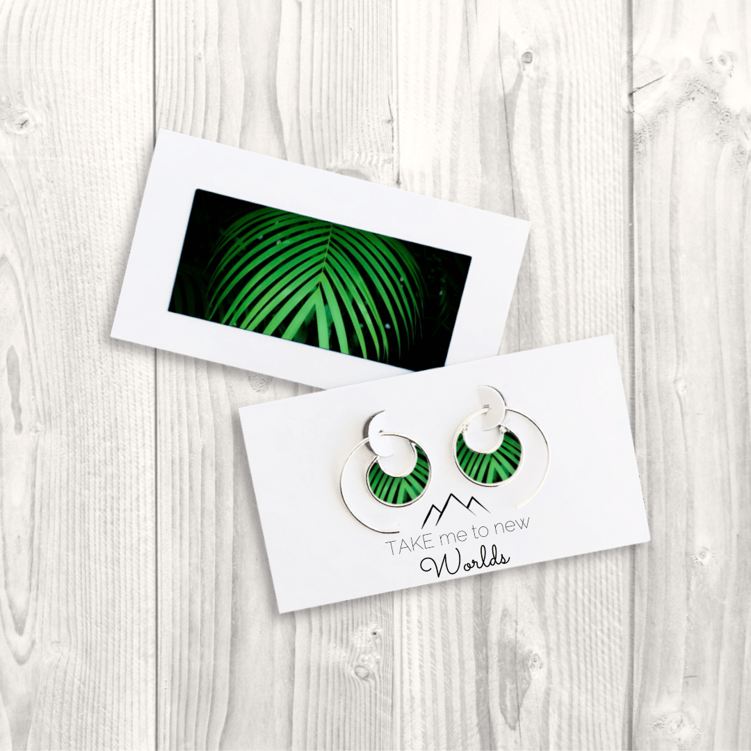 Green Palm Frond Earrings by Kelly Rice