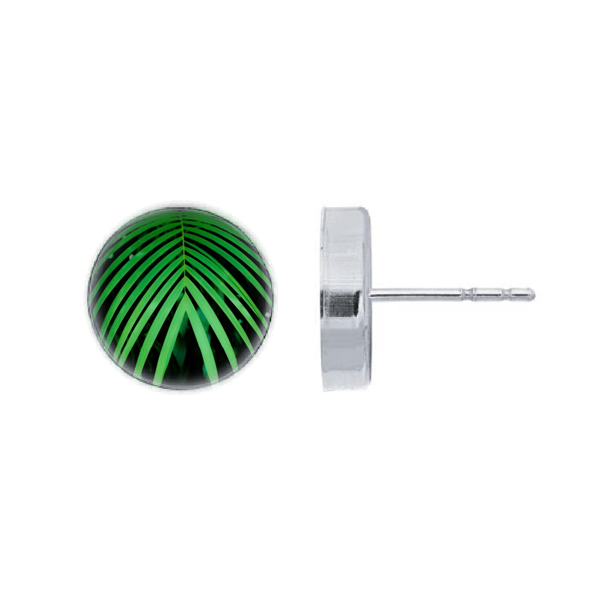 Green Palm Leaf Post Earrings by Foterra Jewelry