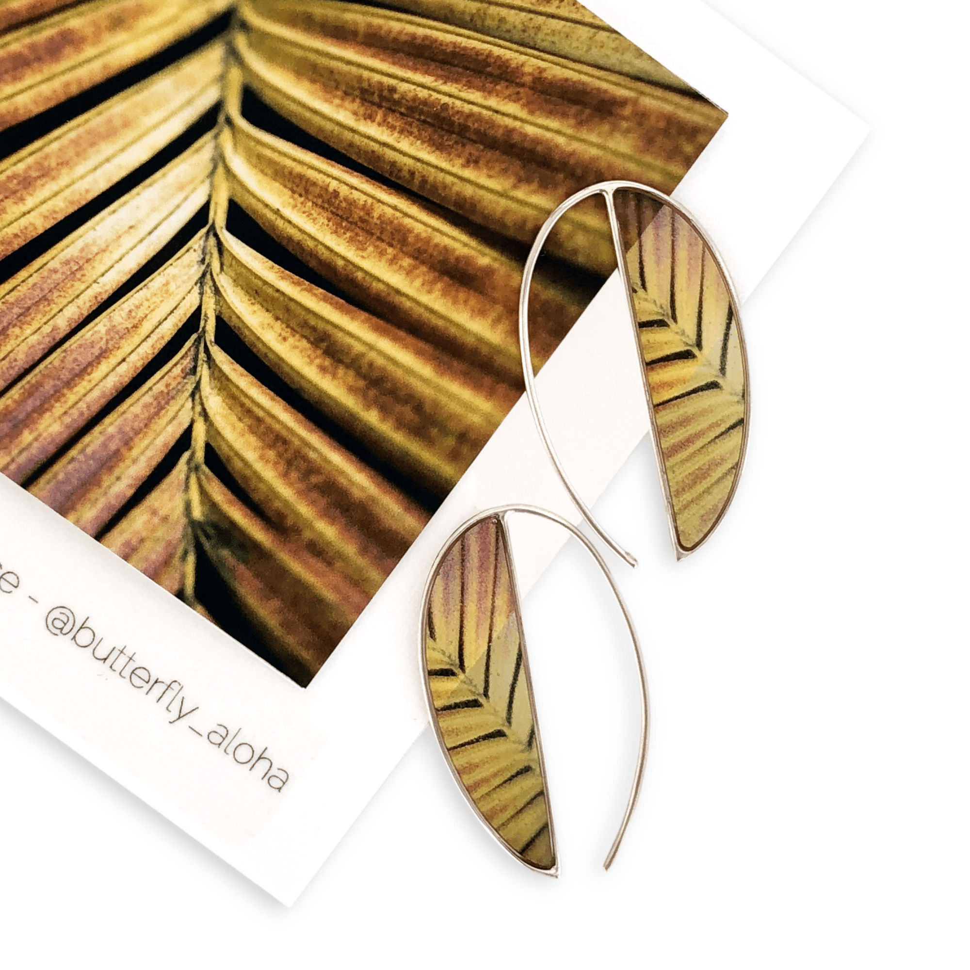 Golden Palm Frond Earrings by Kelly Rice