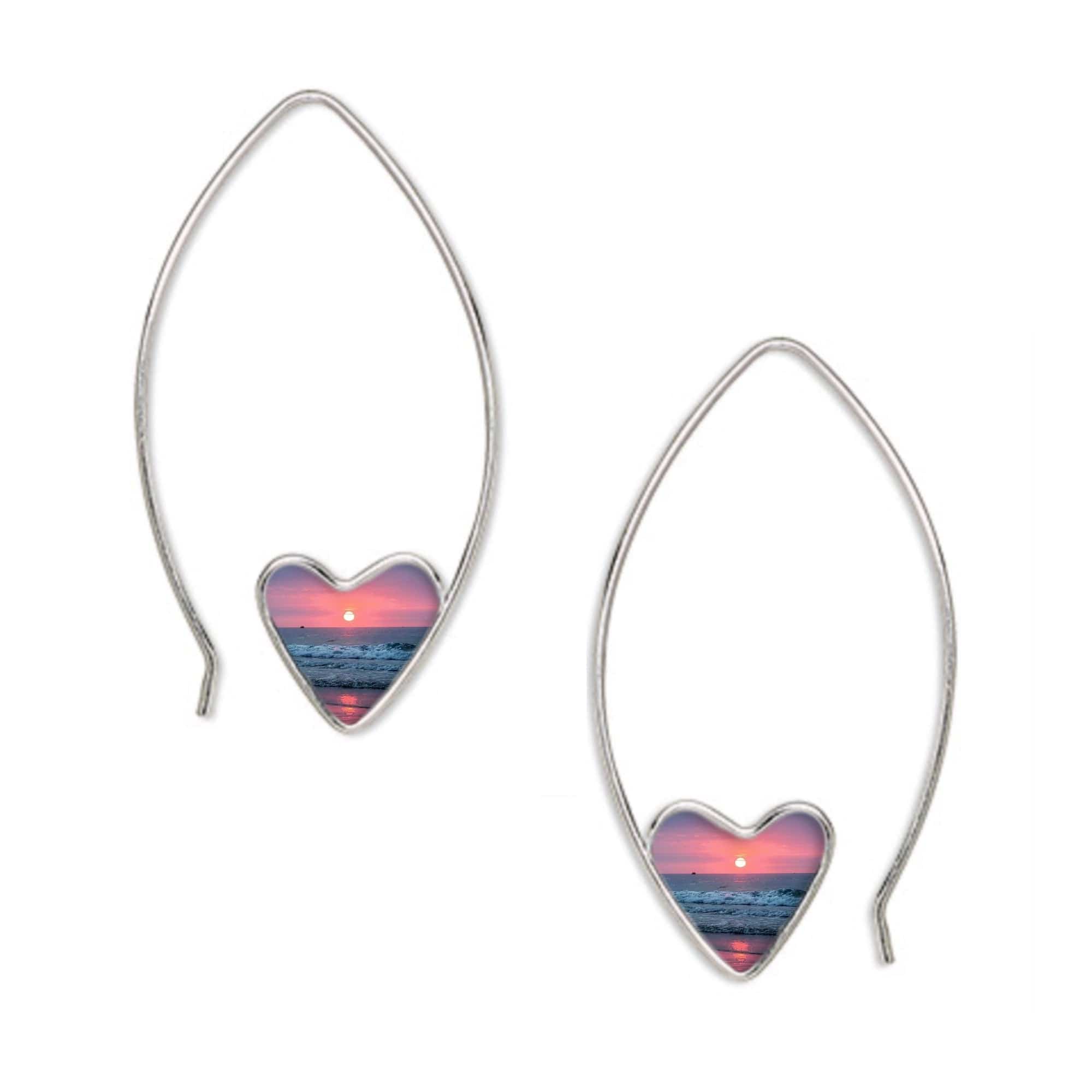 Coastal Maine Sunset Heart Earrings by Kerry Daly