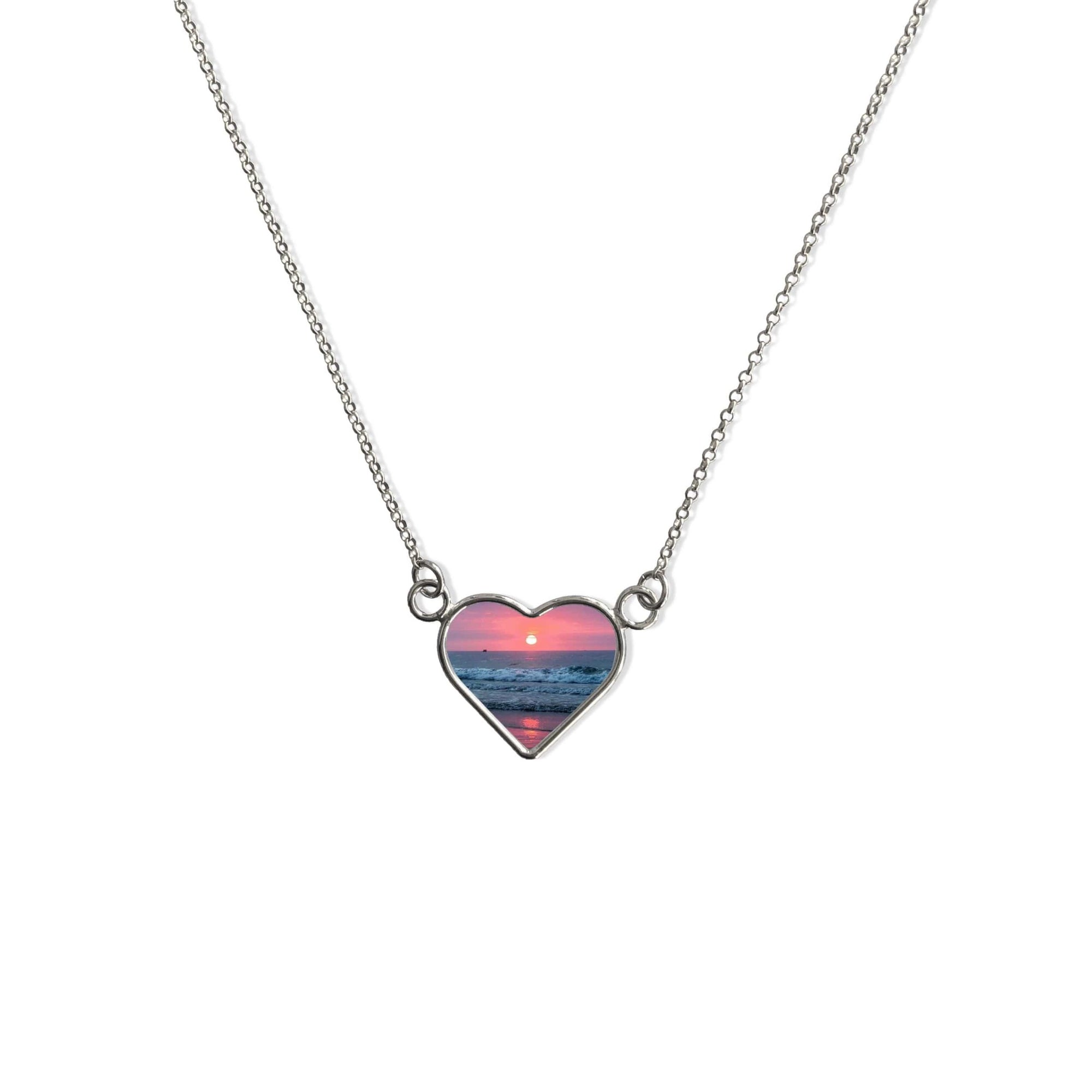 Coastal Maine Sunset Heart Necklace by Kerry Daly