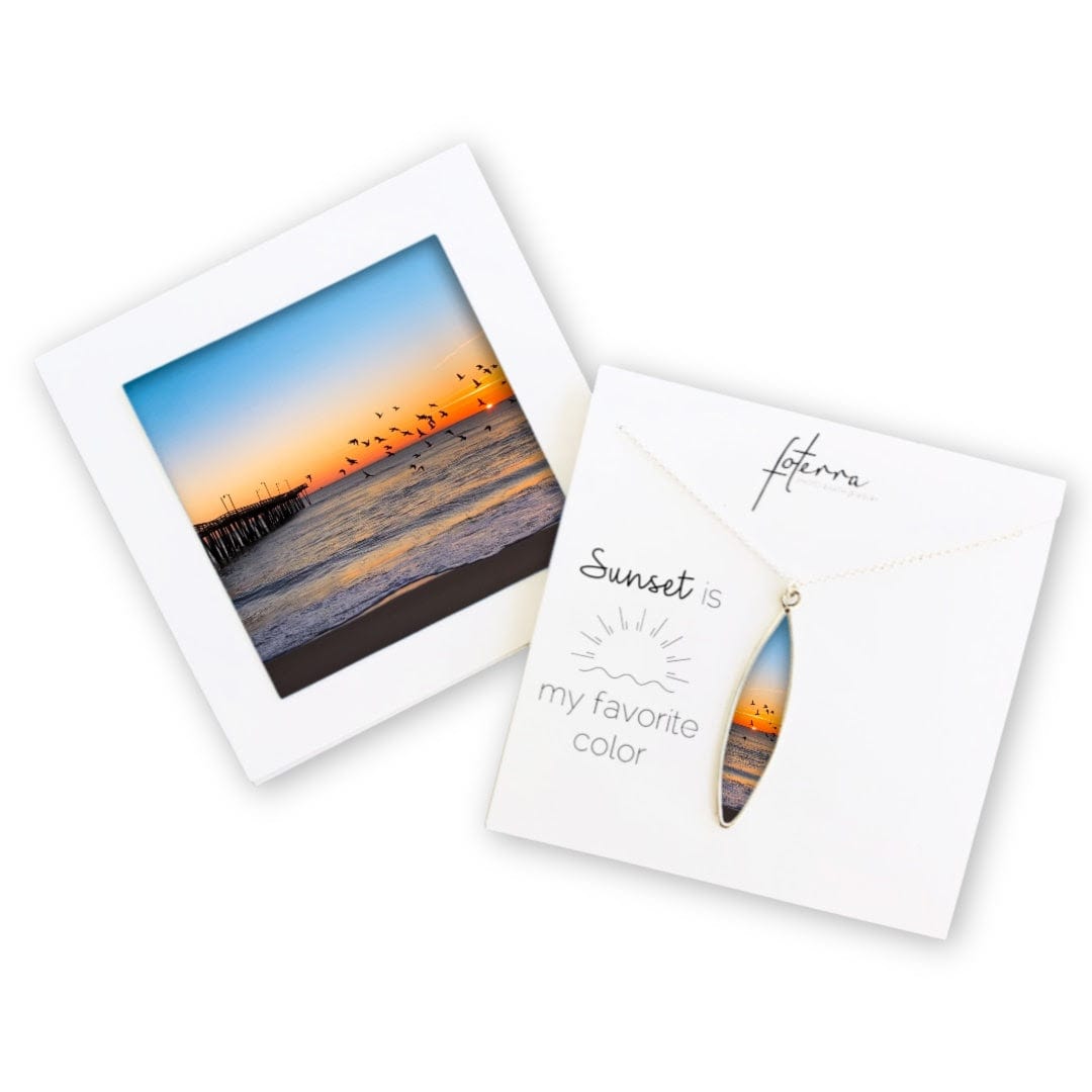 Sea Bird Ocean Sunset Necklace by Roxanne Collins